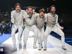 Hong Kong 2026: Italia inaugura las pruebas por equipos con un doblete dorado 2026-07-28 World Championships HKG In photo: ITALY BIANCHI Guillaume MACCHI Filippo MARINI Tommaso MARTINI Tommaso Photo by Augusto Bizzi #BizziTeam