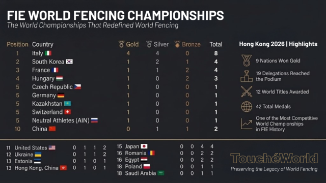 TouchéWorld medallero final HK WCH 2026
